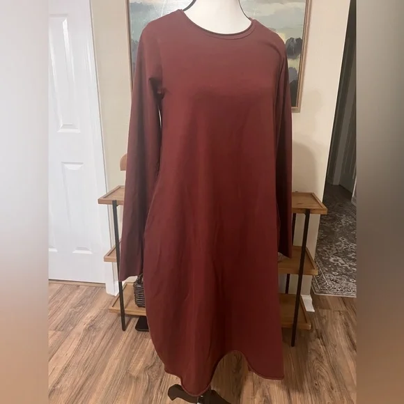 Labo.Art Abito Stilo Jersey Dress in Granata Cotton Blend Lagenlook Dress Size 0 - Picture 2 of 10